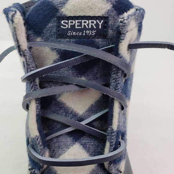Sperry Top Sider Saltwater Youth Size 1Y Blue Plaid Wool Waterproof Duck Boot - Picture 9 of 12